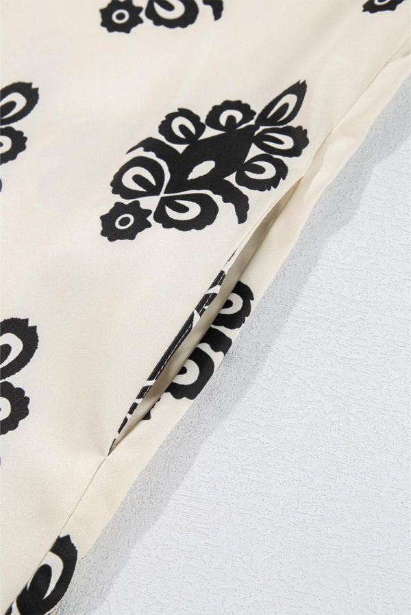 Women Beige Geometric Printed Sleeveless Hollowed Bowknot Back Mini Dress | Short Dresses - Image 6