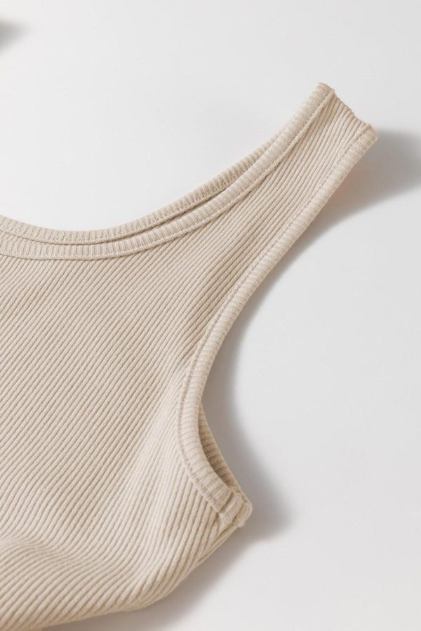 Women Beige Scoop Neck Ribbed Pleated Sleeveless Midi Dress | Midi Dresses - Image 6