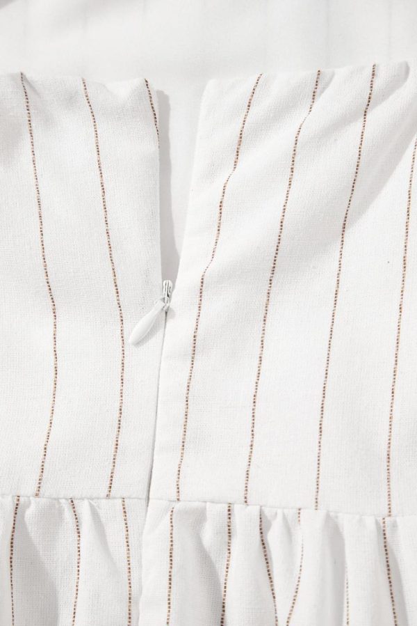 Women Beige Stripe Spaghetti Strap Pocketed High Waist Maxi Dress | Maxi Dresses - Image 7