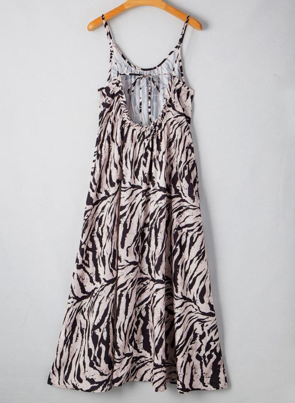 Women Black Boho Abstract Print Open Back Sleeveless Maxi Dress | Maxi Dresses - Image 2