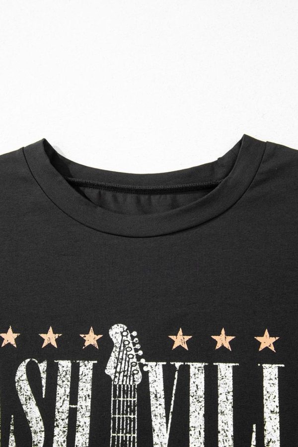 Women Black Nashville Guitar Print Mini T-Shirt Dress | Short Dresses - Image 7