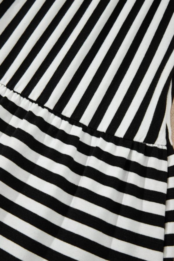 Women Black Stripe U Neck Sleeveless Loose Fit Mini Dress | Short Dresses - Image 4