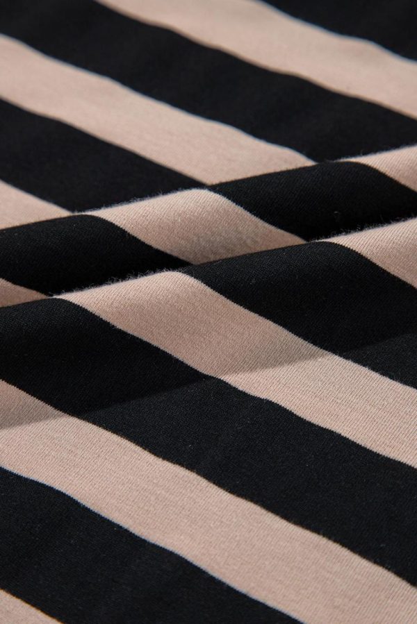 Women Black Striped Side Pockets T-Shirt Maxi Dress | Maxi Dresses - Image 3