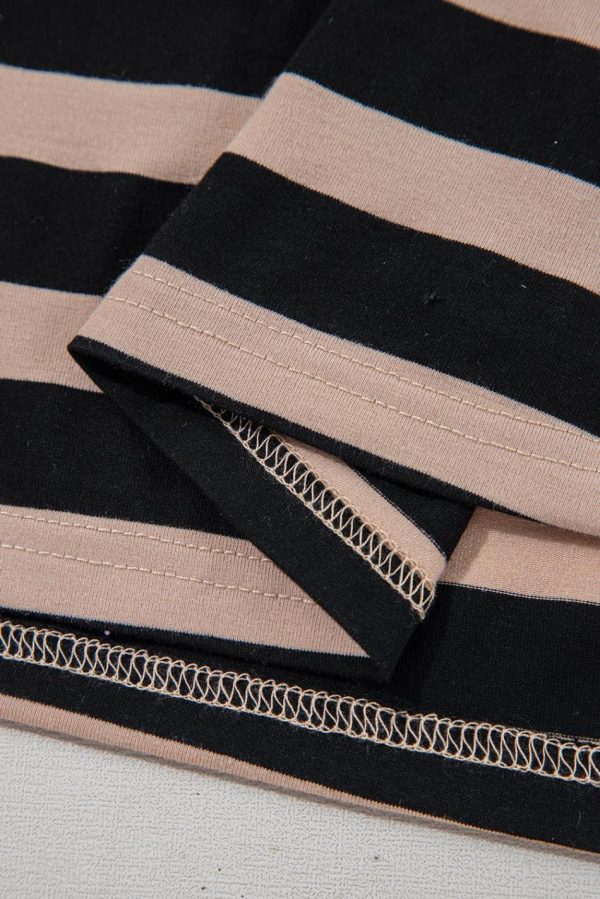 Women Black Striped Side Pockets T-Shirt Maxi Dress | Maxi Dresses - Image 4
