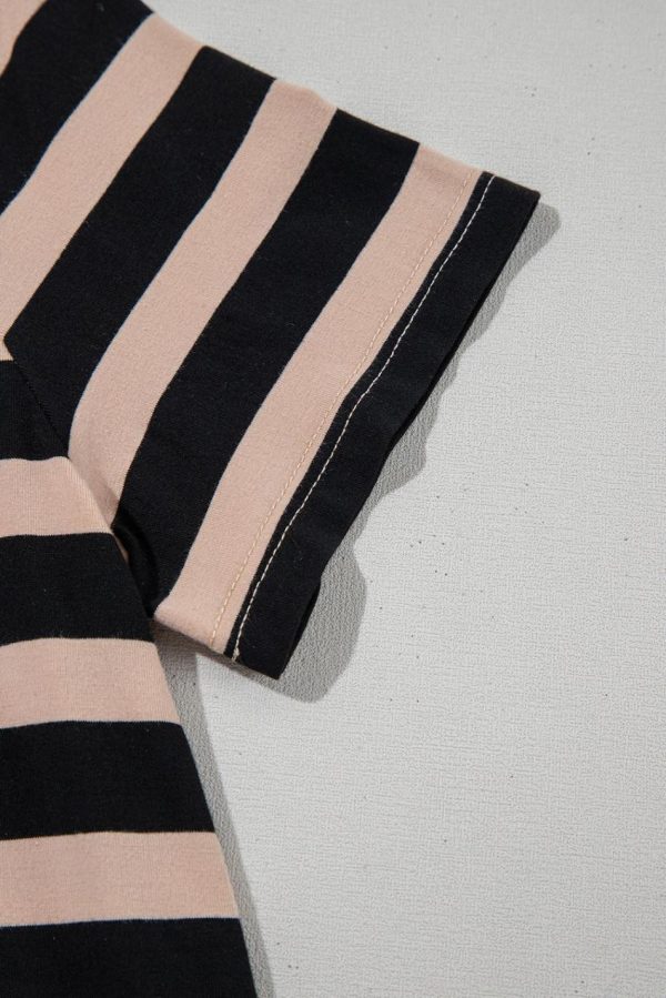 Women Black Striped Side Pockets T-Shirt Maxi Dress | Maxi Dresses - Image 6