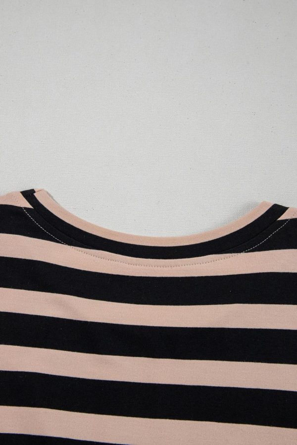 Women Black Striped Side Pockets T-Shirt Maxi Dress | Maxi Dresses - Image 7