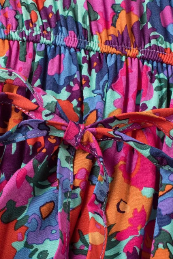Women Blue Boho Floral Print V Neck Wrap Split Maxi Dress | Maxi Dresses - Image 3