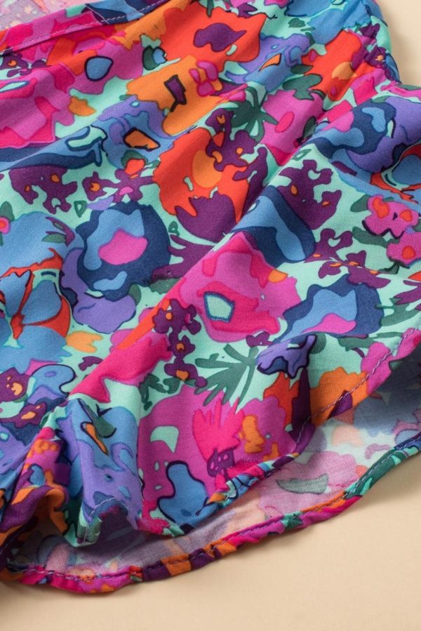 Women Blue Boho Floral Print V Neck Wrap Split Maxi Dress | Maxi Dresses - Image 7