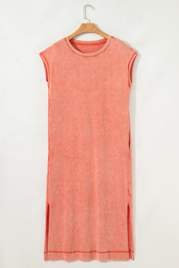 Women Carrot Mineral Wash Pocketed T-Shirt Dress | Midi Dresses - Image 4