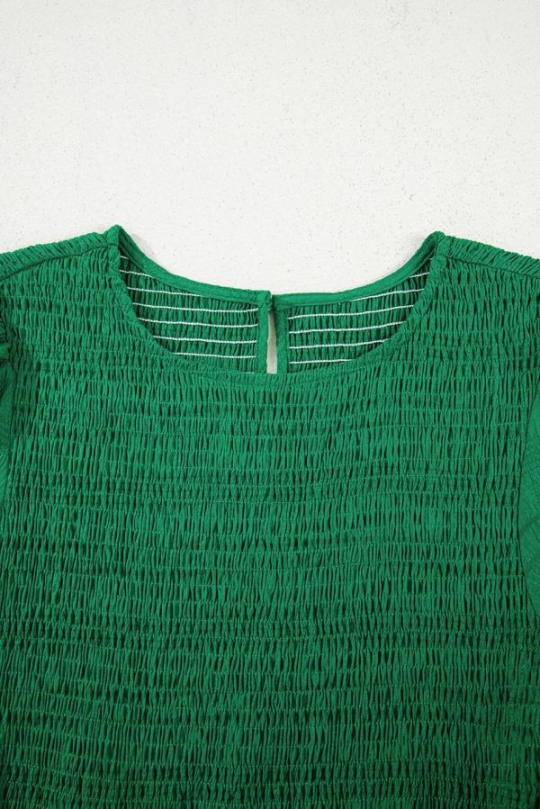 Women Dark Green Solid Textured Shirred High Waist Midi Dress | Midi Dresses - Image 6