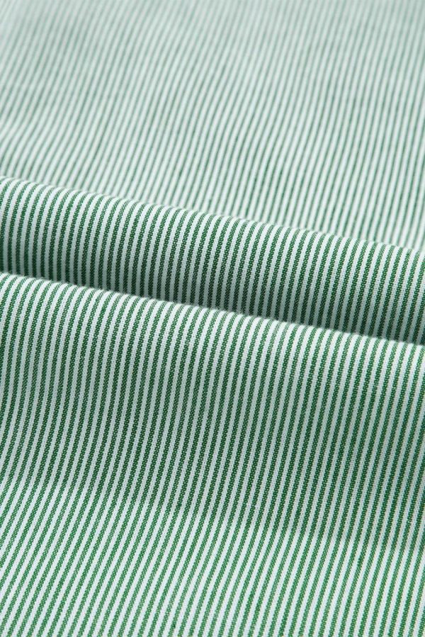 Women Green Stripe Frill Trim Pocket Button Up Mini Dress | Short Dresses - Image 5
