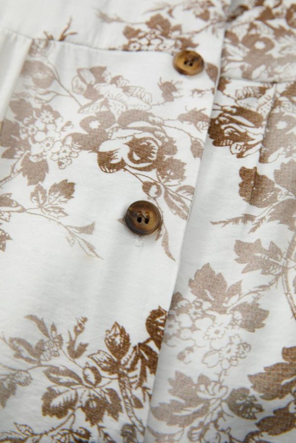 Women Khaki Floral Puff Sleeve V Neck Buttoned Front Maxi Dress | Maxi Dresses - Image 6