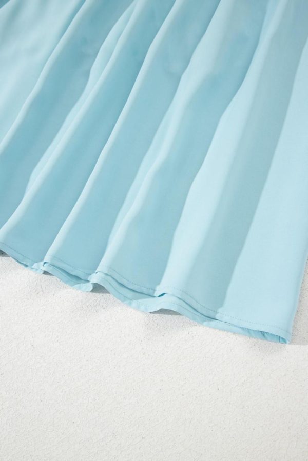 Women Light Blue Puff Sleeve High Waist Flowy Midi Dress | Midi Dresses - Image 6
