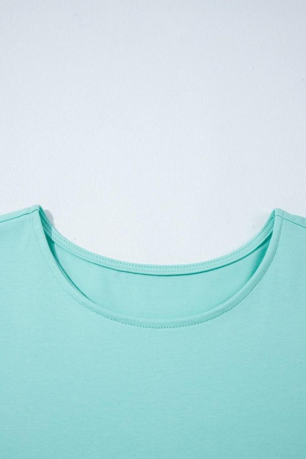 Women Mint Green Frilled Trim Crewneck Loose Fit Mini Dress | Short Dresses - Image 6
