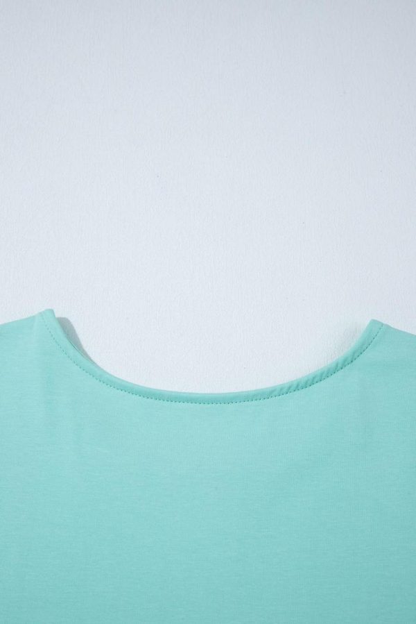 Women Mint Green Frilled Trim Crewneck Loose Fit Mini Dress | Short Dresses - Image 7