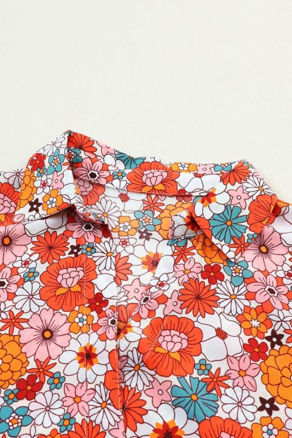 Women Multicolor Boho Floral Collared Long Sleeve Dress | Midi Dresses - Image 6
