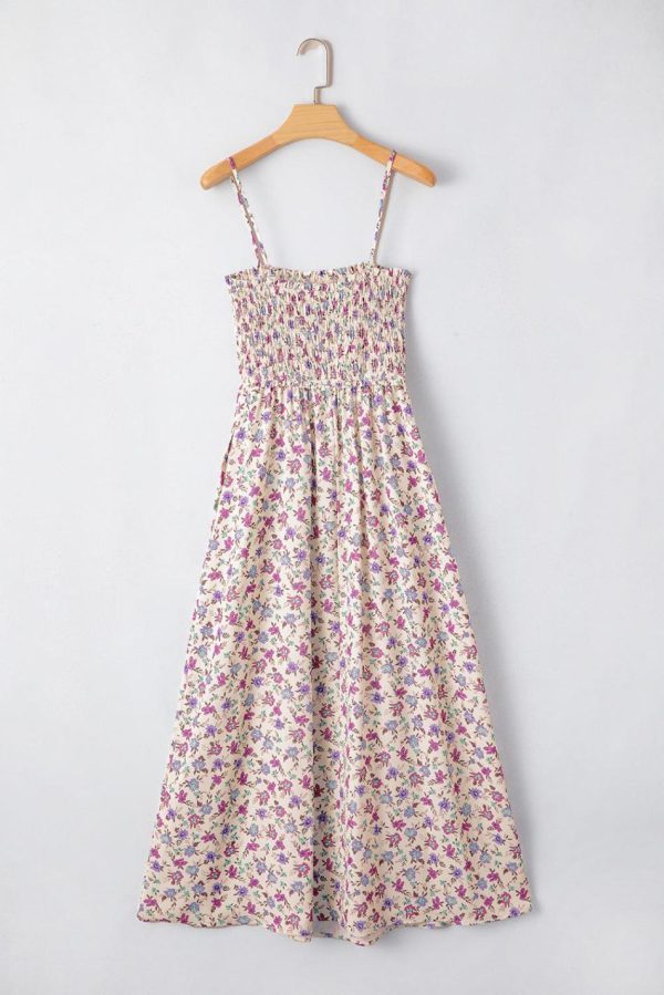 Women Multicolour Boho Floral Print Spaghetti Strap Flare Midi Dress | Midi Dresses - Image 3