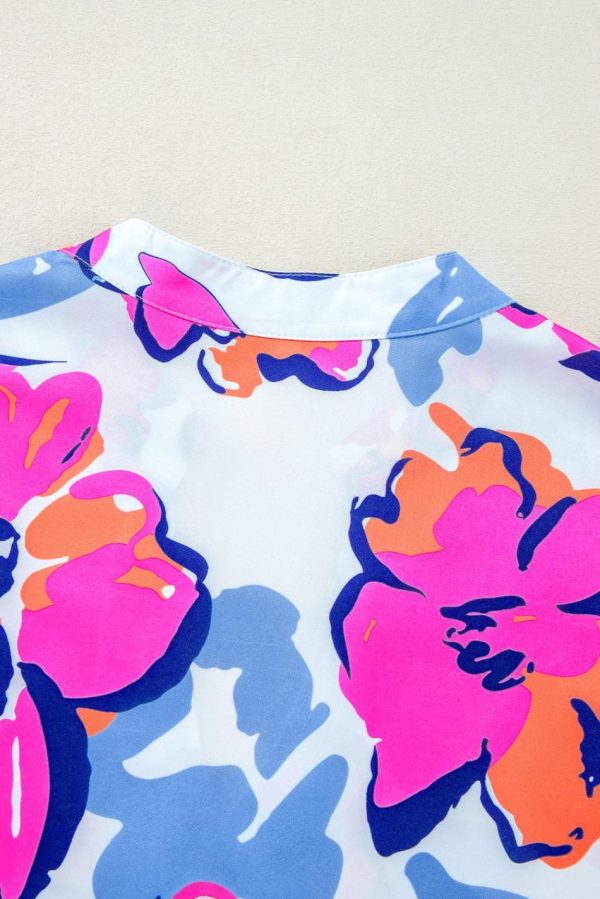 Women Multicolour Floral Print Split Neck Midi Dress | Midi Dresses - Image 5