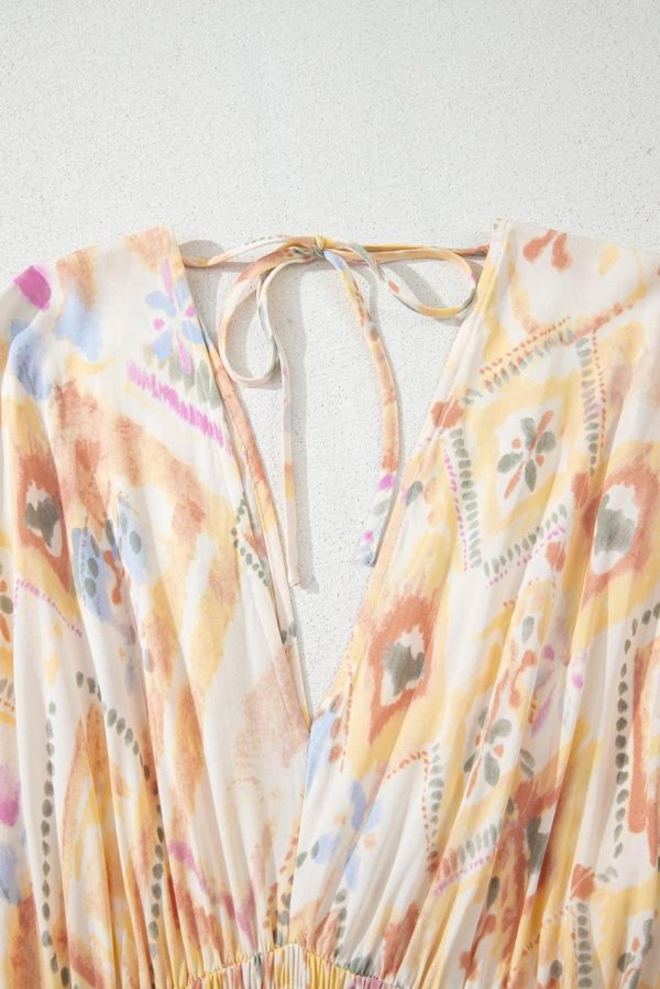 Women Multicolour Geometric Print Half Sleeve High Waist Maxi Dress | Maxi Dresses - Image 3