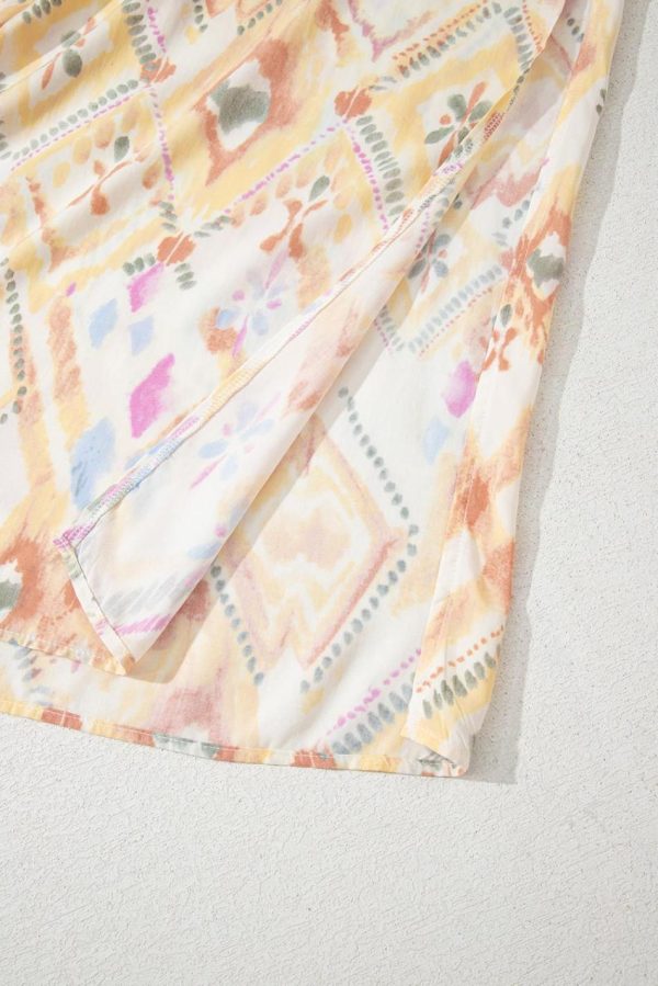 Women Multicolour Geometric Print Half Sleeve High Waist Maxi Dress | Maxi Dresses - Image 4