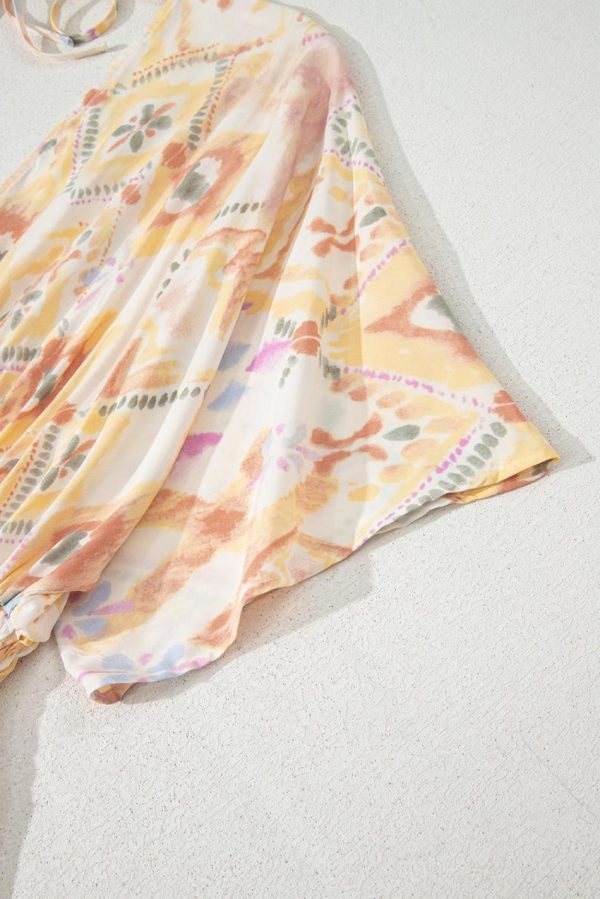 Women Multicolour Geometric Print Half Sleeve High Waist Maxi Dress | Maxi Dresses - Image 7