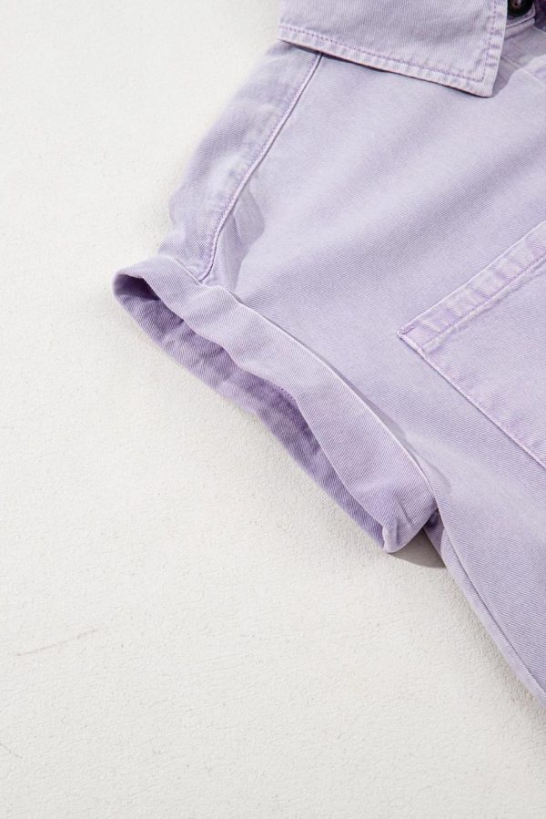 Women Orchid Petal Double Chest Pocket Denim Shirt Dress | Short Dresses - Image 7