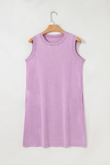 Women Phalaenopsis Mineral Wash Pocket Tank Mini Dress | Short Dresses