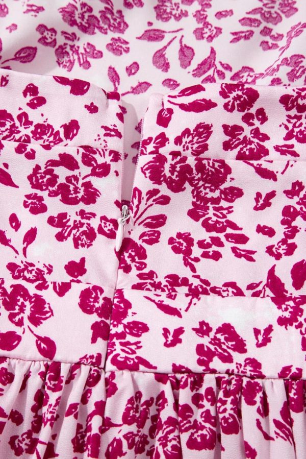 Women Pink Floral Cutout Back Empire Waist Sleeveless Maxi Dress | Maxi Dresses - Image 7