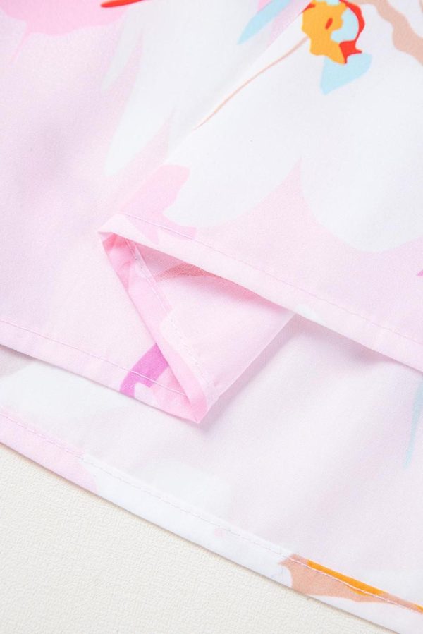 Women Pink Floral Print Knotted Shoulder Smocked Maxi Dress | Maxi Dresses - Image 4