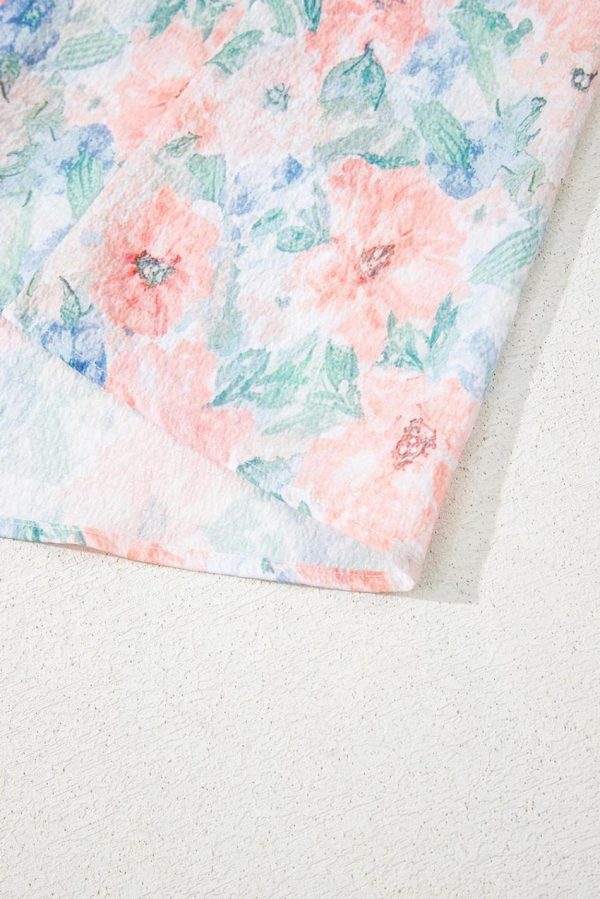 Women Pink Floral Print Square Neck Backless Dress With Slit | Maxi Dresses - Image 7
