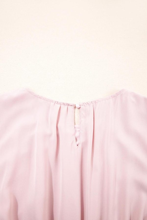 Women Pink Puff Sleeve High Waist Flowy Midi Dress | Midi Dresses - Image 5