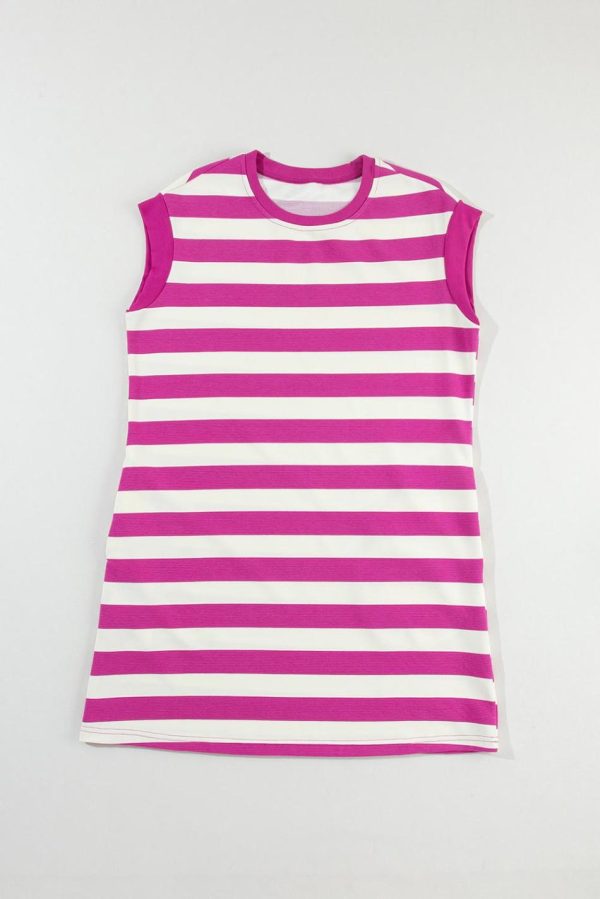 Women Rose Stripe Cap Sleeve Pocketed T-Shirt Dress | Short Dresses - Image 6