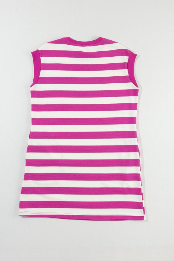 Women Rose Stripe Cap Sleeve Pocketed T-Shirt Dress | Short Dresses - Image 7