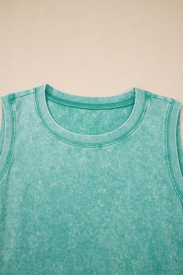 Women Sea Green Mineral Wash Pocket Tank Mini Dress | Short Dresses - Image 3