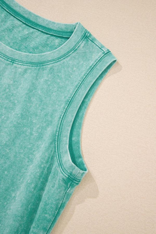 Women Sea Green Mineral Wash Pocket Tank Mini Dress | Short Dresses - Image 4