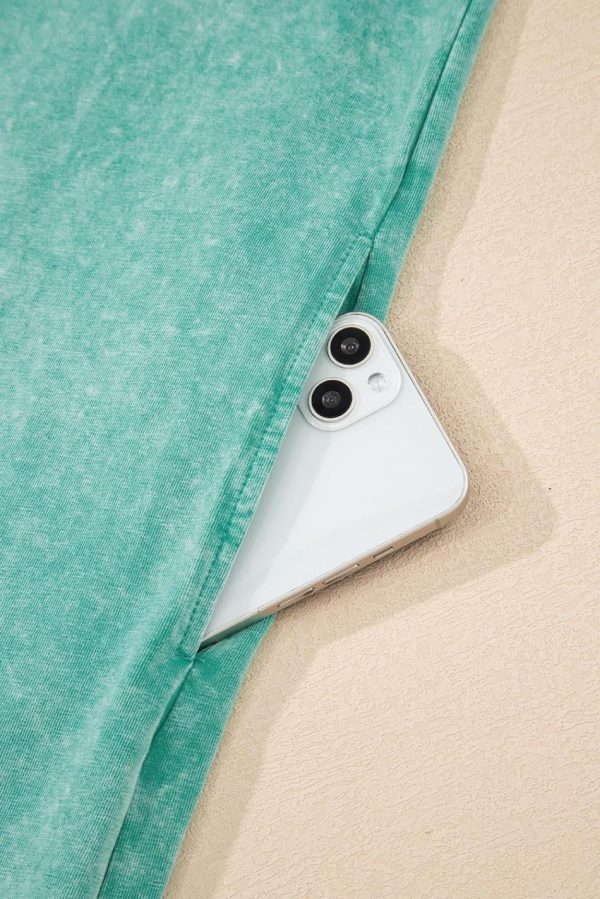 Women Sea Green Mineral Wash Pocket Tank Mini Dress | Short Dresses - Image 6