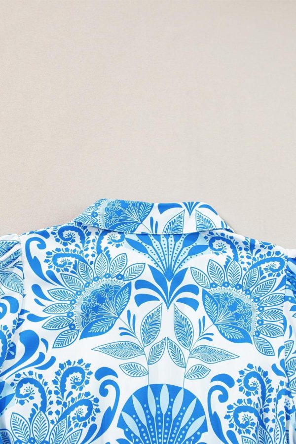 Women Sky Blue Boho Floral Print Frill Tiered Mini Dress | Short Dresses - Image 5