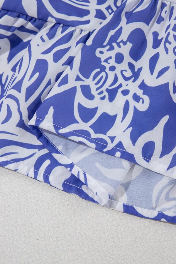 Women Sky Blue Floral Print Spaghetti Strap High Waist Maxi Dress | Maxi Dresses - Image 7
