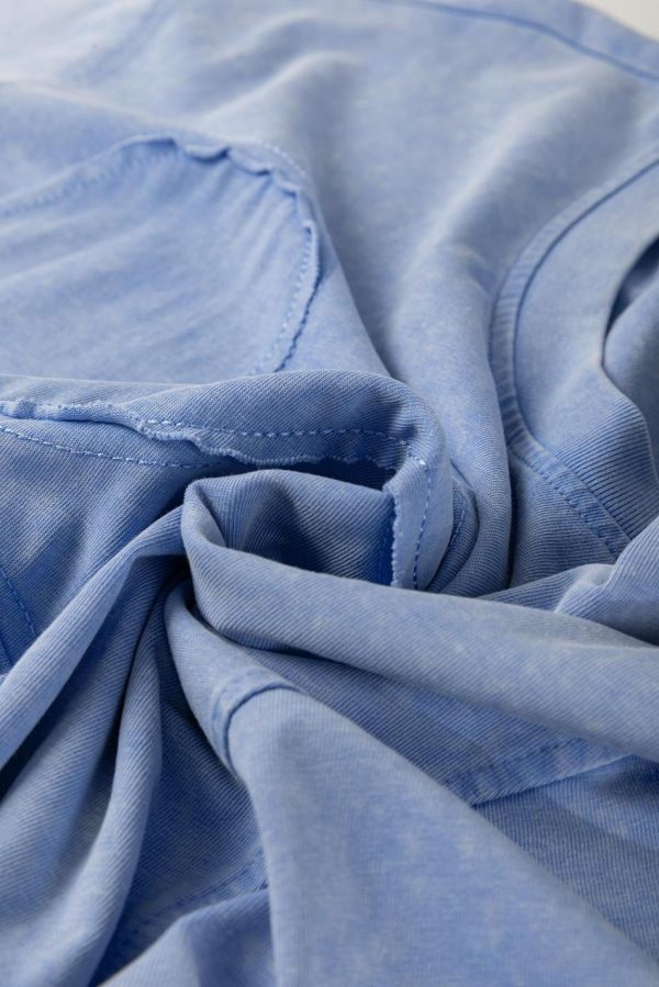 Women Sky Blue Mineral Wash Flower Patchwork Mini T Shirt Dress | Short Dresses - Image 5