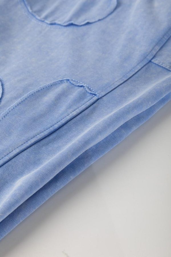 Women Sky Blue Mineral Wash Flower Patchwork Mini T Shirt Dress | Short Dresses - Image 6