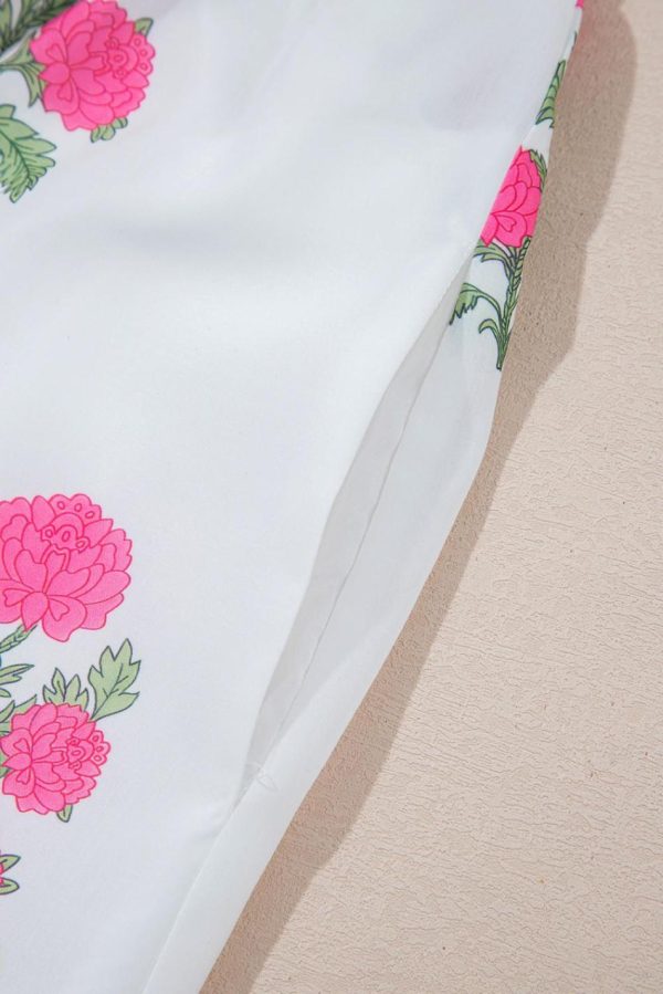 Women White Floral Print Loose Tiered Maxi Dress | Maxi Dresses - Image 7