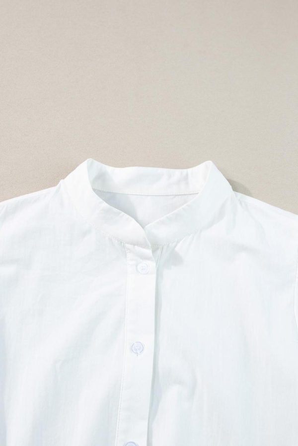 Women White High Waist Short Sleeve Tiered Shirt Dress | Maxi Dresses - Image 7
