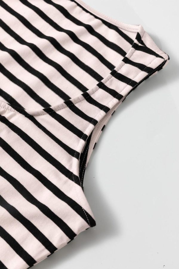 Women White Stripe Sleeveless Button Front Midi Dress | Midi Dresses - Image 6