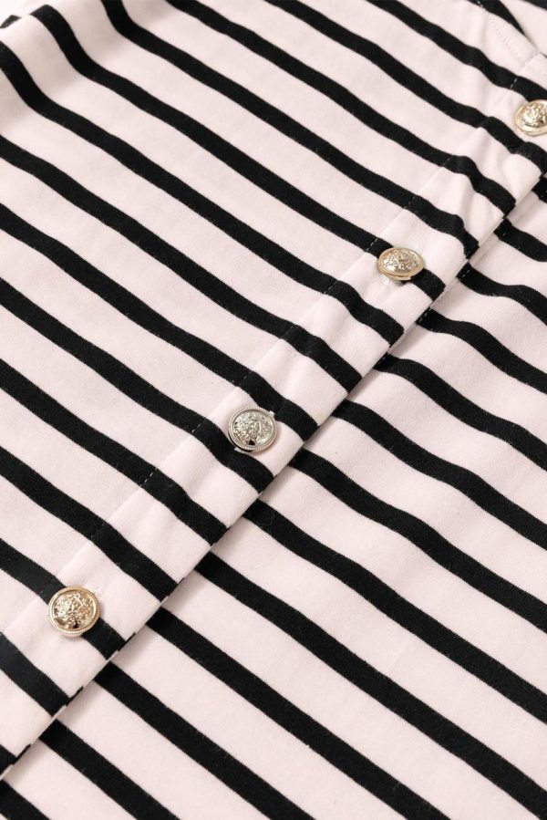 Women White Stripe Sleeveless Button Front Midi Dress | Midi Dresses - Image 7