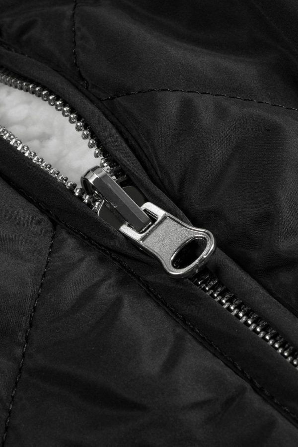 Manteau Gilet Matelassé Noir Doublé De Polaire Avec Fermeture Éclair | Women Coats - Image 4