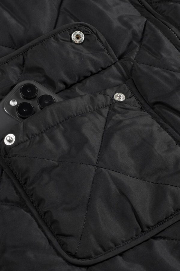 Manteau Gilet Matelassé Noir Doublé De Polaire Avec Fermeture Éclair | Women Coats - Image 7
