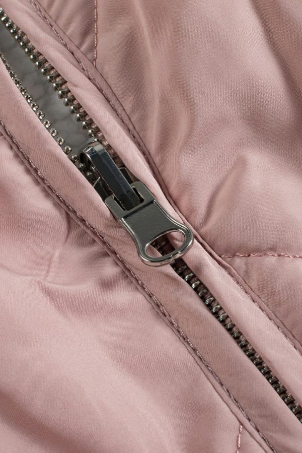 Manteau Gilet Matelassé Rose Doublé De Polaire Avec Fermeture Éclair | Women Coats - Image 4
